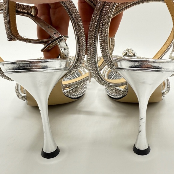 New Mach & Mach Double Bow Embellished Silver Crystal Studded PVC Pumps EU 38 - Picture 7 of 9